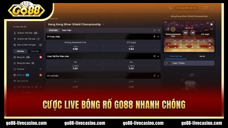 Chơi bóng rổ GO88 cược live nhanh, tiện lợi